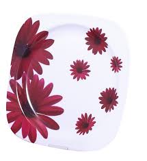 Camp4 Red Flower - Set piatti in melamina (Ø 22,5 cm) Set stoviglie in melamina: 4 piatti in un set